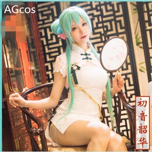 VOCALOID Miku Cosplay Costume Woman Sexy Dress Chinese Cheongsam Anime Miku Cos Sets Outfits Clothes