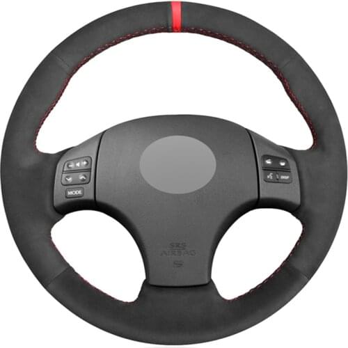 Handsewing Black Suede Red Marker No-slip Car Steering Wheel Cover for Lexus IS IS250 IS250C IS300 IS300C IS350 IS350C F SPORT