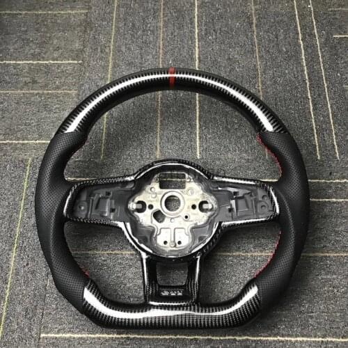 Carbon Fiber Steering Wheel Perforated Leather with For Golf GTI MK7 Steering Wheel Replacement Red Top