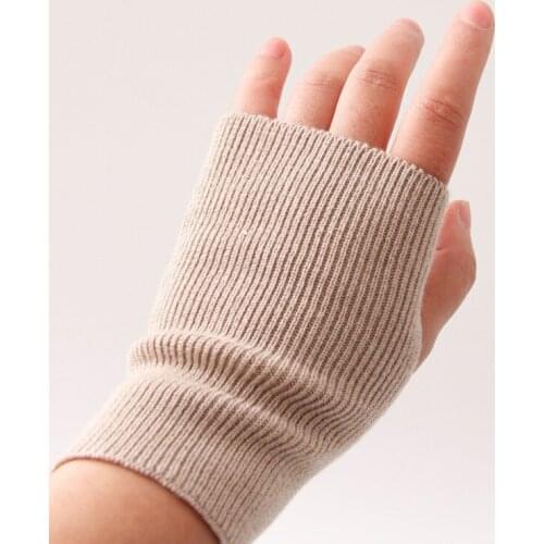 Silk warm half cut gloves thin knitting indoor typing practice touch screen men and women gloves autumn and winter solid color