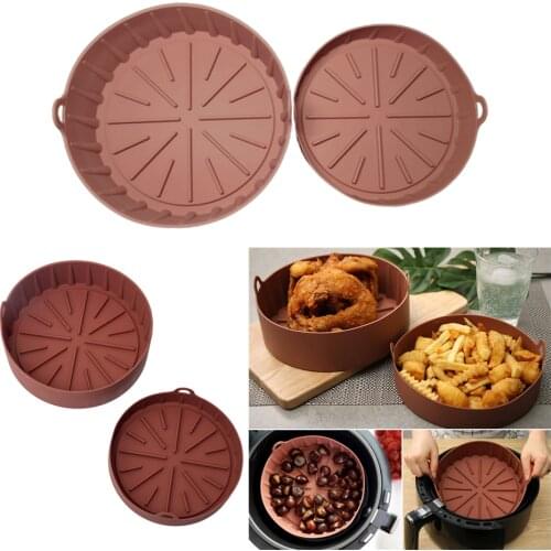 Airfryer Silicone Pot Thick Grill Pan Multifunctional Kitchen Accessories Bread Cake Barrel Pizza Pan Baking Basket Pot Mat