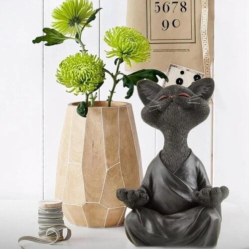 Resin Cat Figurine Garden Statues Yoga Cat Sculpture Living Room Decoration Shelf Décor Coupels Gifts Decorative Figures