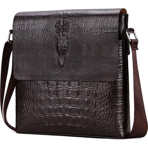 New Luxury Fashion Alligator Business Mens Handbags Pu Leather Male Shoulder Bag Vintage Crossbody Boy Messenger Briefcase Bag