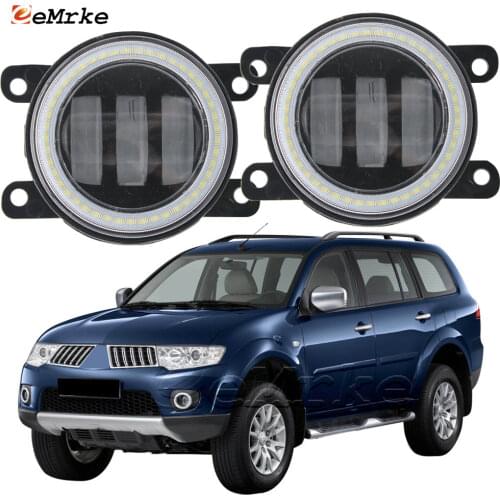 2PCS Led Angel Eye DRL for Mitsubishi Montero Pajero Sport Challenger 2008-2011 2012 LED Fog Lights Lens Daytime Running Light