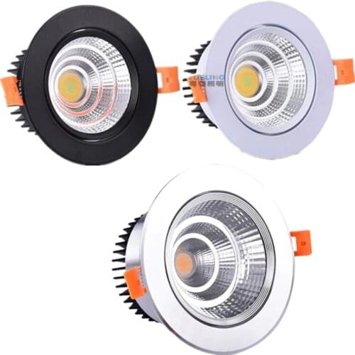 10pcs Dimmable LED COB Spotlight Ceiling Lamp AC85-265V 3W 5W 7W 9W 12W 15W Aluminum Recessed Downlights Round Panel Light
