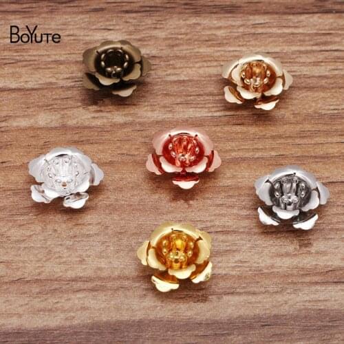 BoYuTe (50 Pieces/Lot) 15*7MM Three-Layer Metal Brass Flower Materials Factory Supply Diy Handmade Jewelry Accessories Parts