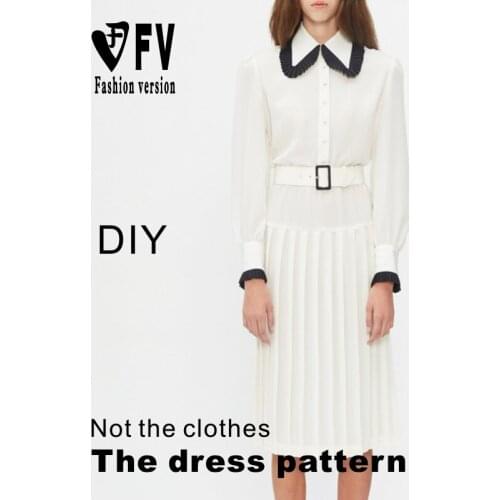 Garment pattern womens temperament doll collar dress sewing drawings 1:1 pattern in kind BLQ-567