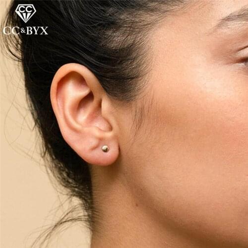 CC stainless steel stud earrings for women office style minimalist small earring fashion jewelry girls dainty simple YE14813