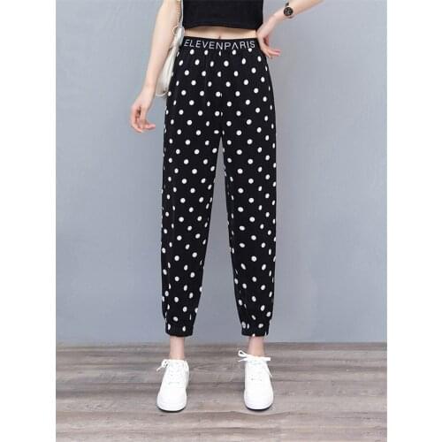 High Waist Chiffon Harem Pants Female 2021 Summer New Thin Lantern Pants Nine-point Wave Point Sports Casual Trousers aq683