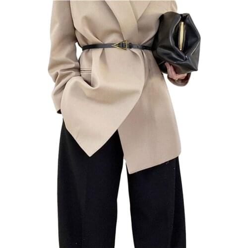 Womens Skinny Leather Belt Ladies Triangle Pin Buckle Belt for Dress Jeans 3 Color