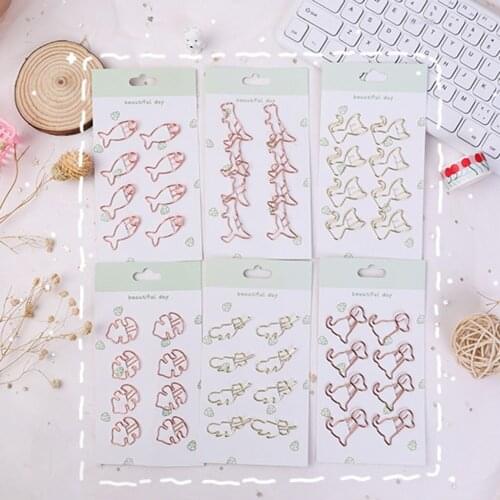 1 Set Creative Cartoon Shaped Metal Memo Paoer Clips Bookmark Clamp Office School Stationery Gift for Students Kids Teachers