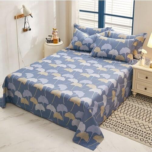 1 Pc 100% Cotton Soft Printing Bed Lining Sheets Elastic Floral Washable Bedspread Household Durable Coverlet For King Queen Bed