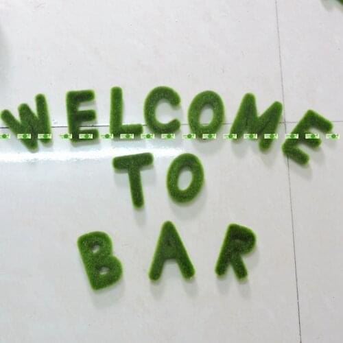 14PCS Candy Bar Artificial Moss Grass Topiary Letters Table Numbers Wedding Home Decor Green Bonsai