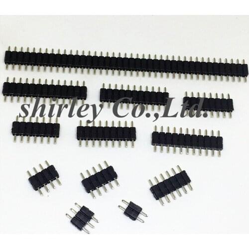 200pcs 2.54mm 1*1P/2/3/4/5/6/8/9/10P/12/14/15/16/20/22/24/28/-40P Pin Header Strip Single Row Pin Header Strip PCB Connector 5MM