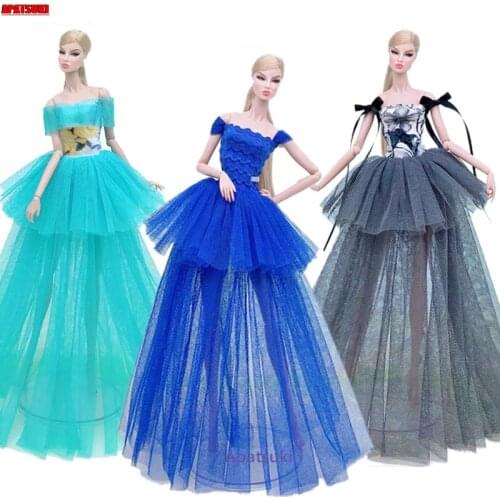 3pcs/lot Fashion Clothes Costume For Barbie Doll Dress Multi-layer Party Gown Outfits For 1/6 BJD Dolls Accessories Kids Toys