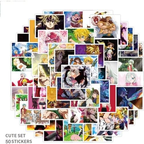 52pcs/set Japanese Anime The Seven Deadly Sins Waterproof Stickers For Kids DIY Guitar Laptop Suitcase Luggage Car Bike Letter