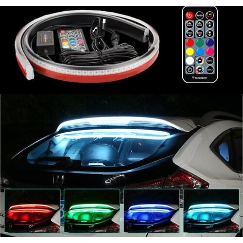 90cm LED Car Windshield Sound Remote Activated RGB Neon Light Strip Music Rhythm Flash Lamp 3rd Tail Warning Lights