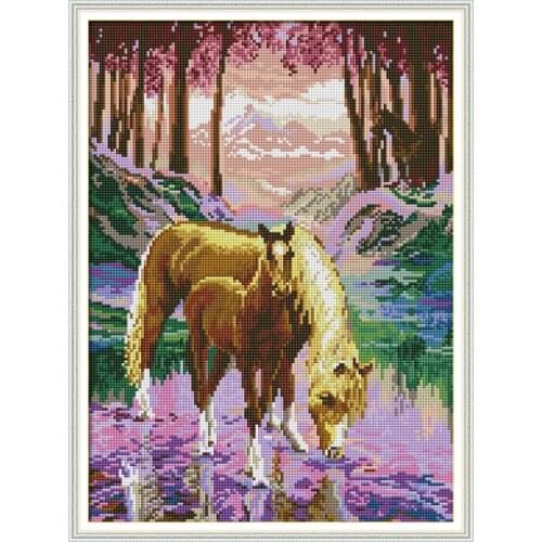 The Silent Valley 5D DIY Diamond Painting Horse Special Shaped Diamond Painting Full Round Picture Of Rhinestones Picture Canvas