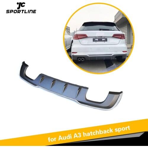 Car Rear Diffuser Spoiler for Audi A3 S-line Hatchback 2 Door 2017 - 2019 Car Rear Bumper Diffuser Lip PP