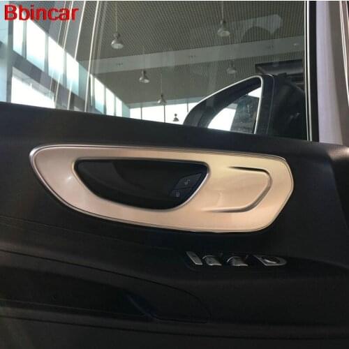 Bbincar Car Styling ABS Matte Interior Front Door Handle Bowl Frame Cover Trim 2pcs For Mercedes-Benz Vito W447 2014 - 2017