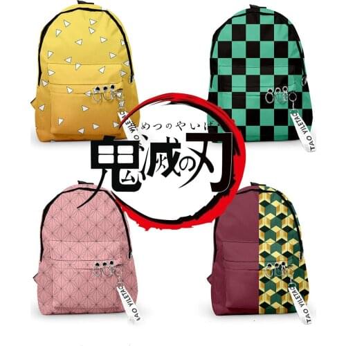Demon Slayer: Kimetsu no Yaiba canvas Kamado Tanjirou Cosplay Backpack School Shoulder Bag Laptop Travel Bags