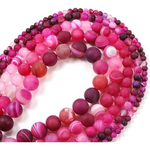 4/6/8/10/12MM Purple Red Natrual Matt Frosted Stripes Stone Beads Diy Spacer loose Beads for Jewelry Making bracelet