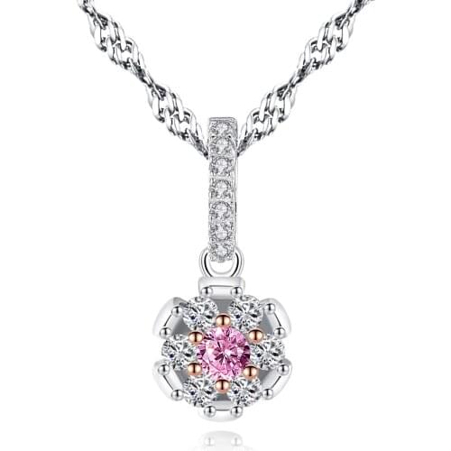 MetJakt S925 Sterling Silver Water Wave Chain with 3A Zircon Fashion Simple Womens Necklace