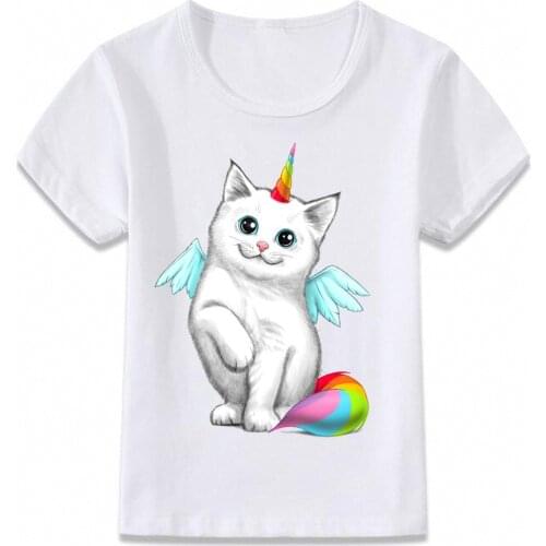 Childrens T-shirt European and American fashion unicorn cat and pug short-sleeved round neck summer boys and girls t-shirts