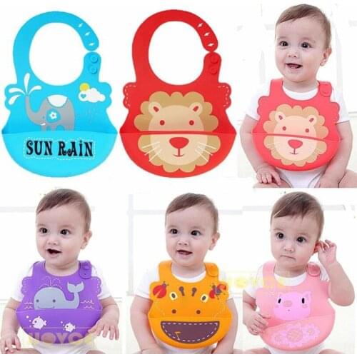 Baby Bibs Waterproof Silicone Feeding Infant Saliva Towel For Newborns Cartoon Aprons Baby Food-grade Silica Gel Bibs Babadores