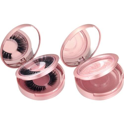 Double-layer Eyelash Packaging Round Box With Mirror And Tray Eyelash Storage Box Empty Eyelash Box With Eyelash Curler