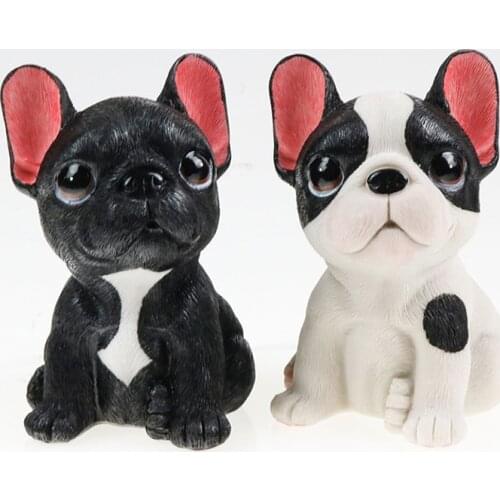 French Bulldog Car Dashboard Toys Decor Nodding Dog Car Ornament Shaking Head Wobble Bobblehead Puppy Dolls Funny Auto Accessory