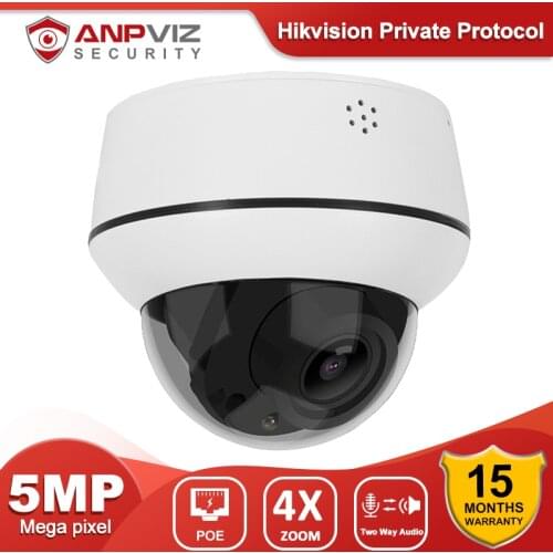 Anpviz 5MP PTZ POE IP Camera Dome 4X Zoom Outdoor Security Cam with Two-Way Audio Weatherproof IP66 IR 30m H.265 Onvif