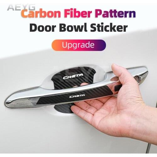 Carbon Fiber Car Door Handle Anti-Scratches Sticker Vinyl Protective Decals For Hyundai Creta i30 ix25 Tucson Sonata Accessories
