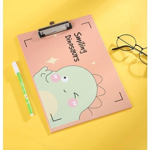 Cartoon Dinosaur A4 Paperboard Clip Writing Board for Office School Hardboard Paper Pad File Holder Multifunctional