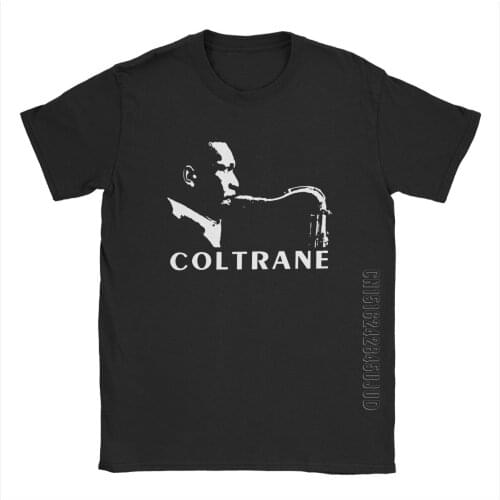 John Coltrane Saxophonist T-Shirts For Men Music Bebop Bop Saxophone Humorous Male Tees Crewneck 100% Cotton T Shirts Plus Size