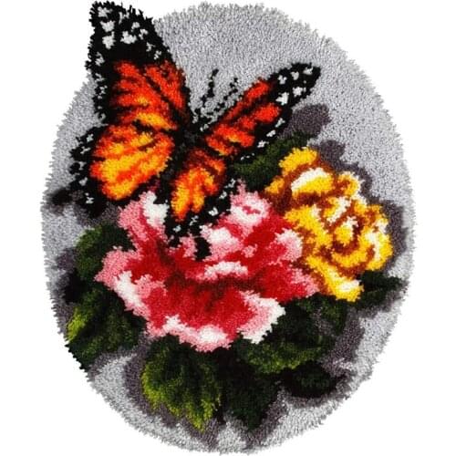 DIY Crochet Yarn Kits,Needlework Latch Hook Kit Unfinished Crocheting Rug Yarn Cushion Embroidery Carpet Set