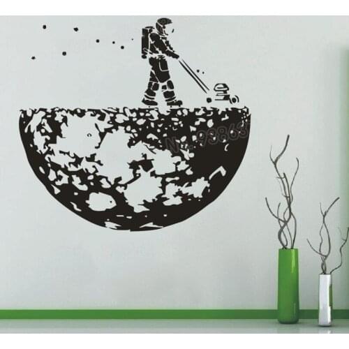 Develop The Moon Wall Stickers Home Decor Living Room Removable Astronaut Vinyl Wall Decal Boys Bedroom Funny Decal Mural JW241