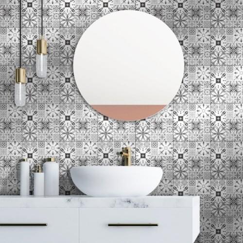 12pcs Wall Stickers Imitation Self Adhesive Wallpaper Panels Decor Wall Stickers For Living Room Kitchen TV Backdrop