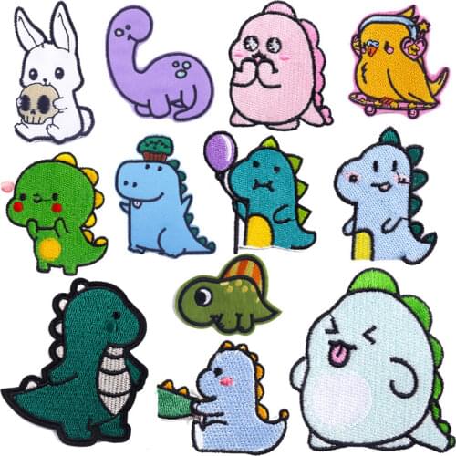 Cartoon Animals Patch Dinosaur Embroidery Patches For Clothing Iron On Patches For Clothes Diy Appliques For Jean Jacket Badges