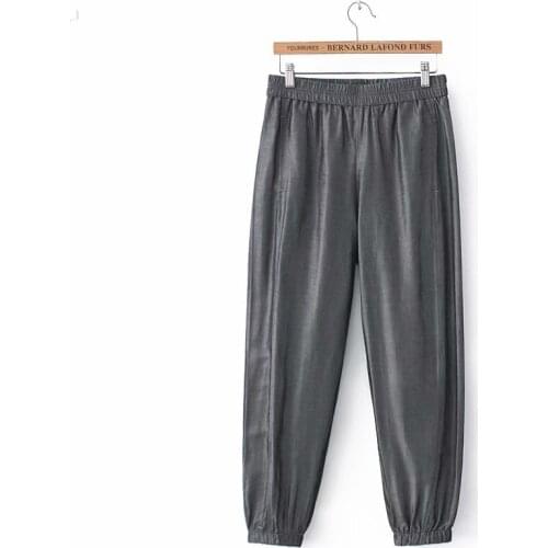 Solid black pink white gray light green High waist Loose pants 2021 plus size new summer casual ladies pants female trousers