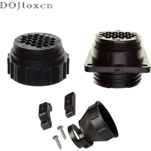 1 Set 24 Pin TE Original Product Wiring Male Female Plug Black With Flange Connector And Tail Clamp 206837-1/206838-1/206138-8