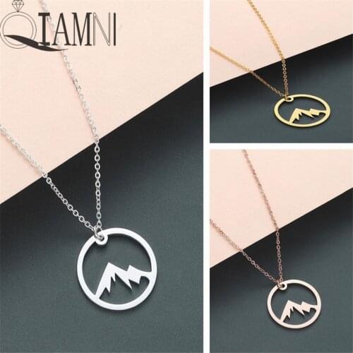 QIAMNI Mountain Range Pendant Necklace for Women Men Outdoor Travel Jewelry Climbing Lover Gifts Mountains Are Calling Necklace