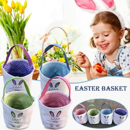 Happy Easter Burlap Bunny Ears Bags Canvas Bunny Buckets Easter Tote Bags With Rabbit Tail Kids Gift Candy Bag Home Decoration