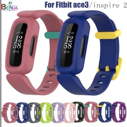BEHUA Watchband Strap For Fitbit ace 3 2 Kids Smart WatchStrap For Fitbit Inspire 2 / HR Silicone Sport Bracelet Wristband Belt