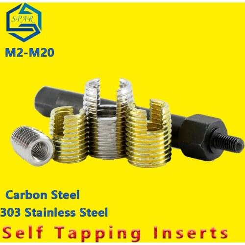 Threaded Metal Thread Repair Insert Self Tapping Inserts Slotted Screw Threaded Slotted Thread Insert Nut Repair