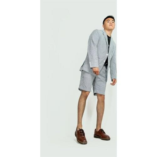 PT self made summer simple Gurkha casual pants mens slim seersucker five point shorts