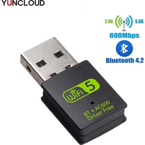 USB Wifi Dongle USB3.0 wifi Adapter with BT wireless WIFI Receiver 600Mbps 2.4G 5G Free Driver Wifi Network Card For Computer