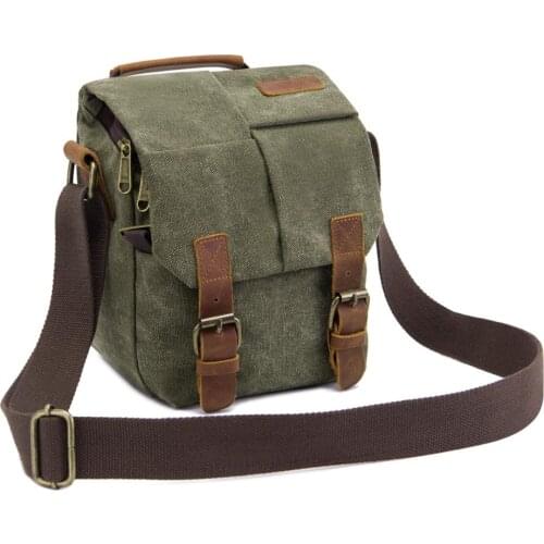 Vintage Canvas Camera Bag Shockproof Large DSLR SLR Messenger Shoulder Bag Waterproof