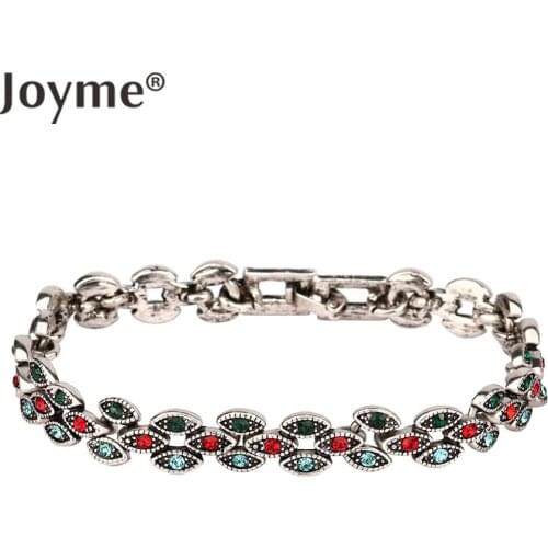 Joyme Vintage Look Turkish Jewelry Bracelets Bangles Horse Eye 5 Colors Silver Plated Mosaic Crystal Charm Bracelet For Women