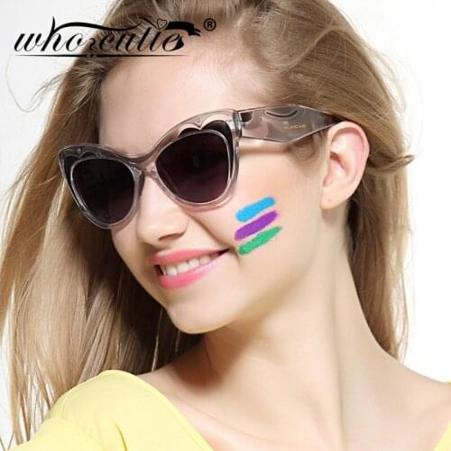 WHO CUTIE 2018 Thick Cat Eye Sunglasses Women Brand Designer Unique Pattern Frame Retro Vintage Cateye Sun Glasses Shades OM720